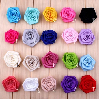 120pcs/lot 4 cm 20colors sponke za Lase Mini Saten Trak Rose Cvetje Za Dekleta, Lase Dodatki Tkanine Cvetje Za Plovila Trakovi