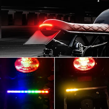 1Pcs Motocikel Kazalniki Motocikla, LED Luči, Bar Strip Stop Blinker Dinamično Vključite Opozorilne Lučke Lučka DRL Rdeče Oranžna