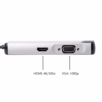 8-v-1 USB-C Adapter Tip-C Središče s USB3.0 x 2 + HDMI + VGA + Gigabit Ethernet adapter