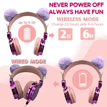 Bluetooth Srčkan Otroci Brezžične Slušalke z Mikrofonom 3,5 mm Glasbeni Stereo Slušalke za Računalnik, Mobilni Telefon, Slušalke