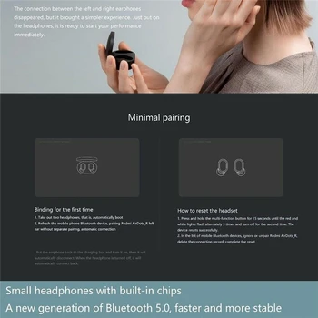 Original Xiaomi Airdots 2 Brezžične Slušalke TWS Redmi Airdots Bluetooth 5.0 Slušalke Slušalke Res Z Mikrofonom za Prostoročno uporabo Auto Povezava