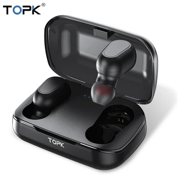 TOPK TWS Slušalke Brezžične Bluetooth 5.0 Slušalke Mini Čepkov Z Mic Šport Slušalke za Xiaomi za huawei za Pametni Telefon