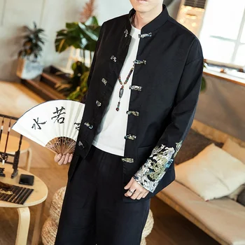 Tradicionalni Kitajski Slog Vezenje Zmaj Hanfu Bluzo Tang bo Ustrezala Moških Kungfu Majice, Vrhovi Suknjič Cheongsam Novo Leto Coats KK3246